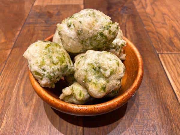 漁師風ゼッポリーネ~あおさと海苔の香り漂う磯の一品~