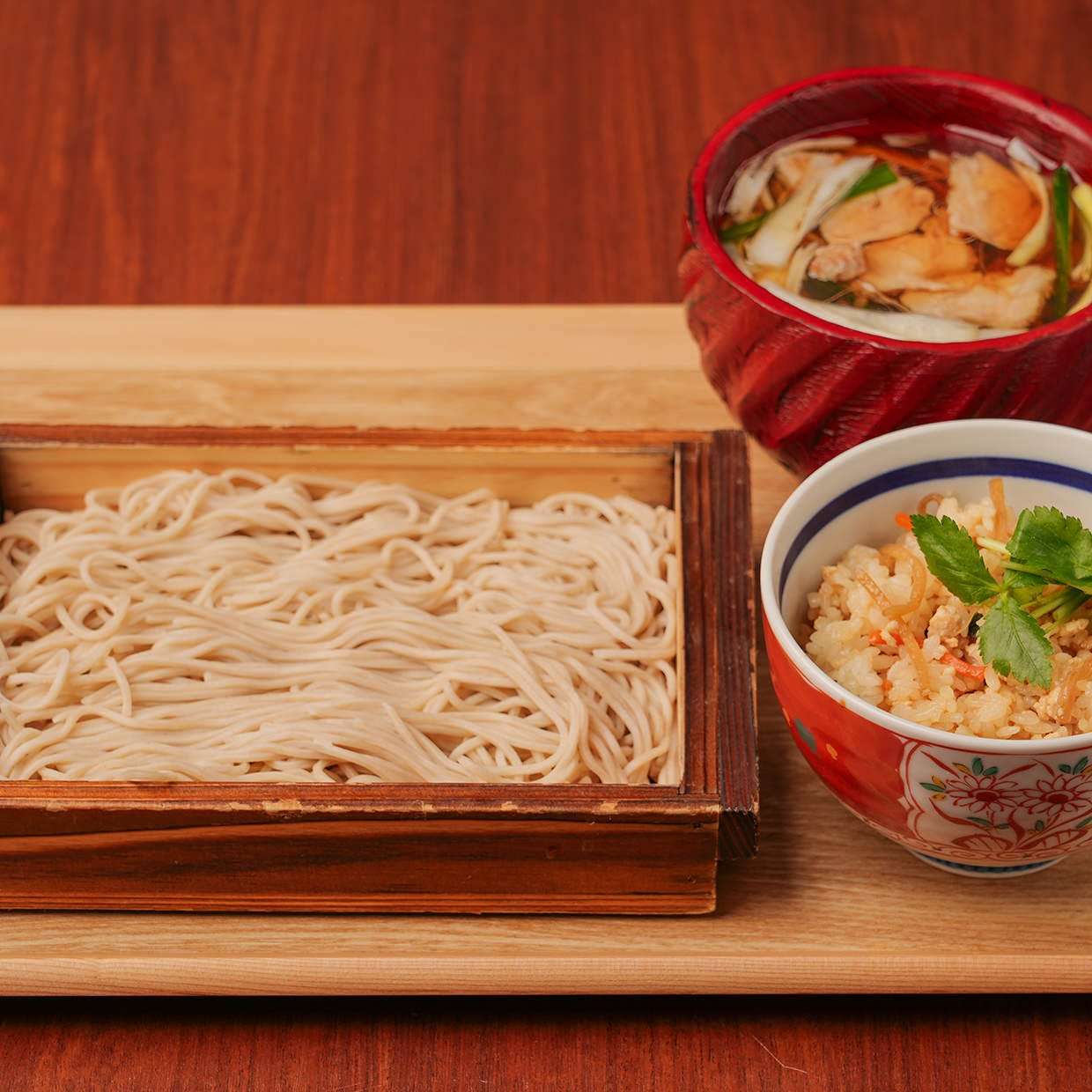 鴨南せいろ蕎麦定食　かやくごはんセット