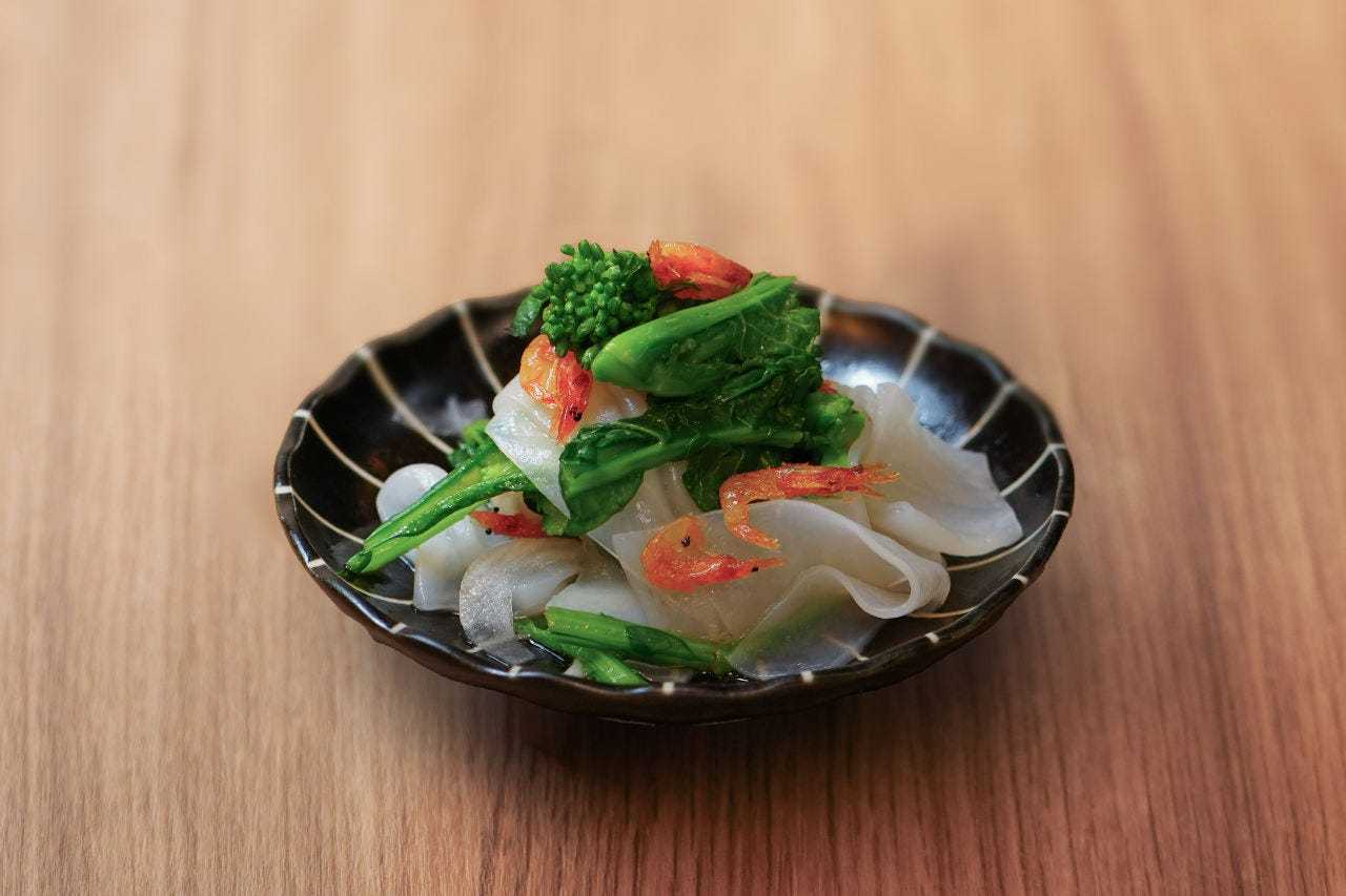 菜花と帯こんにゃくのナムル