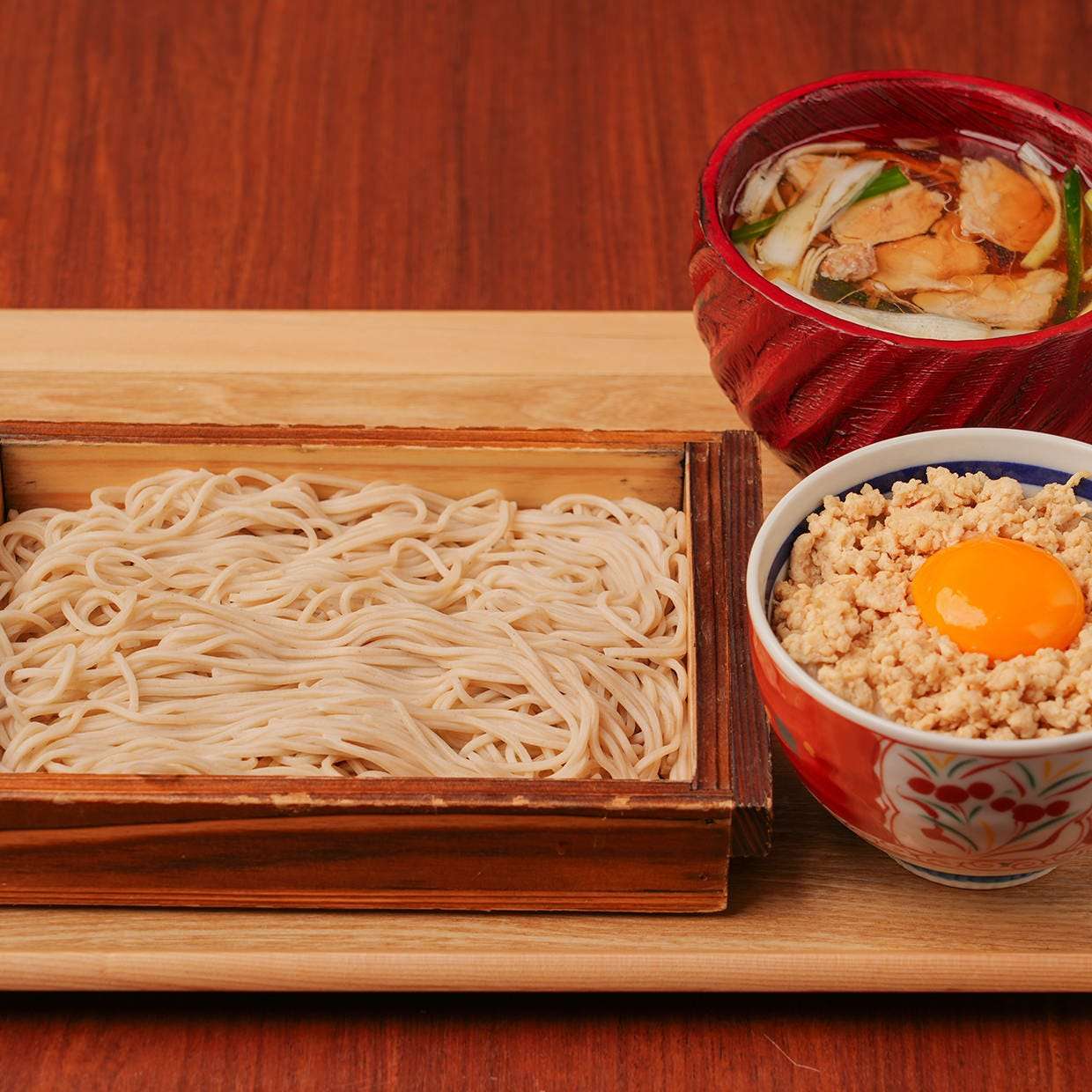 鴨南せいろ  蕎麦定食　鶏そぼろ丼セット