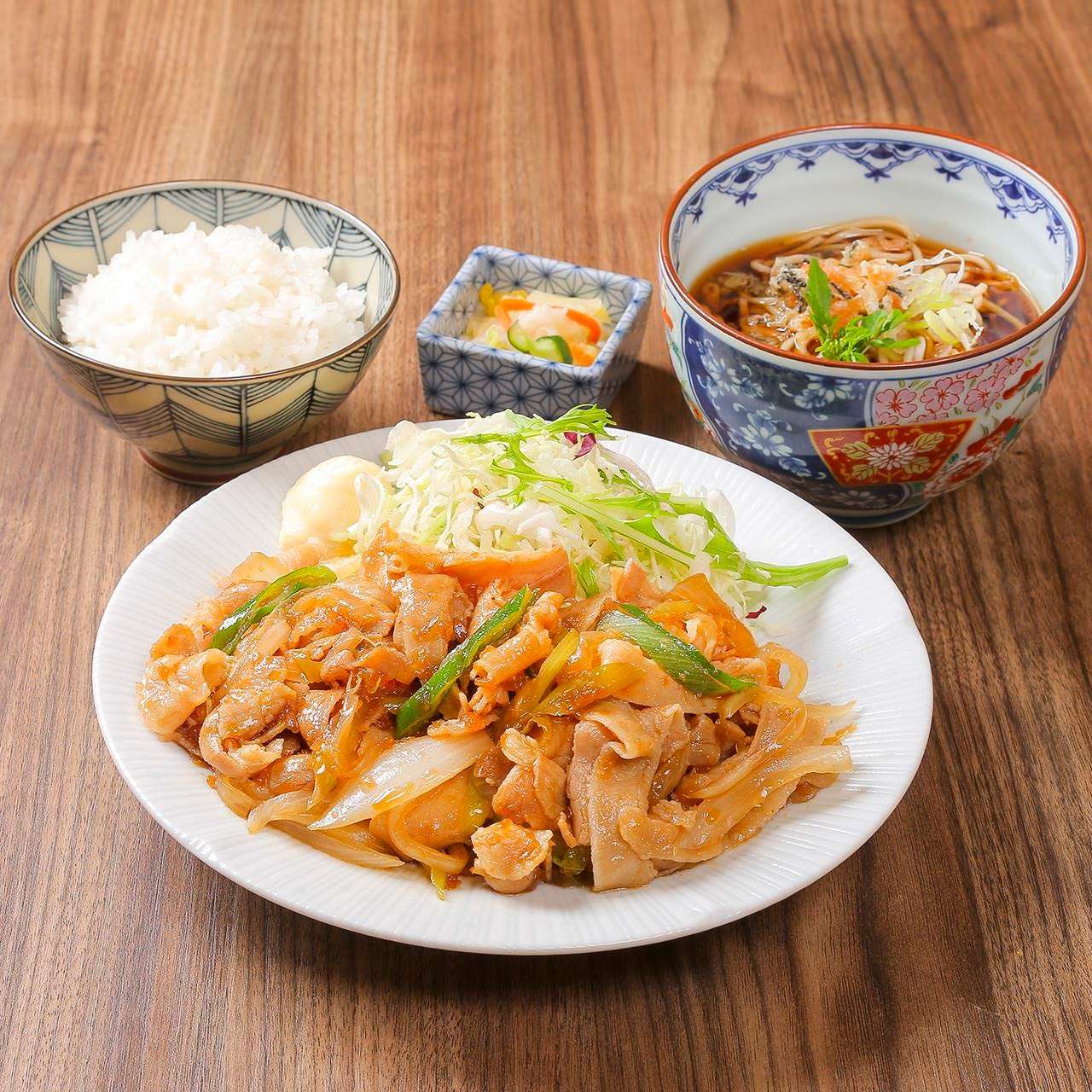 豚生姜焼きと小蕎麦セット
