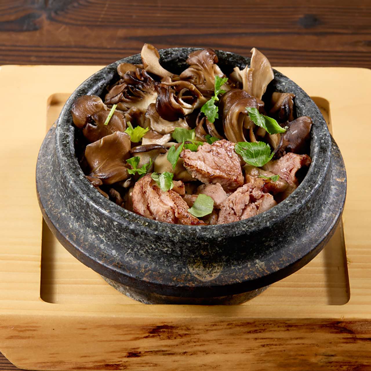 合鴨と最上まいたけ　～コシヒカリ石釜炊き込み飯～