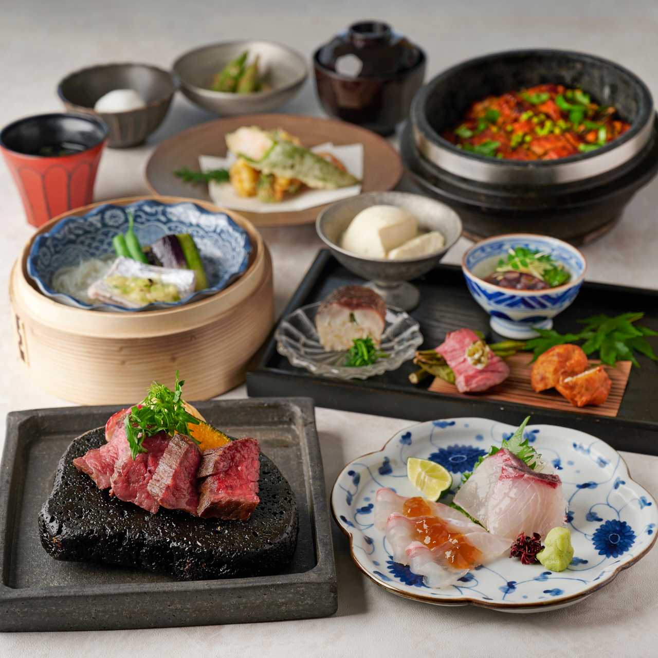 響膳(ひびきぜん)】豪華籠盛り前菜と選べるメインの贅沢ランチ - お