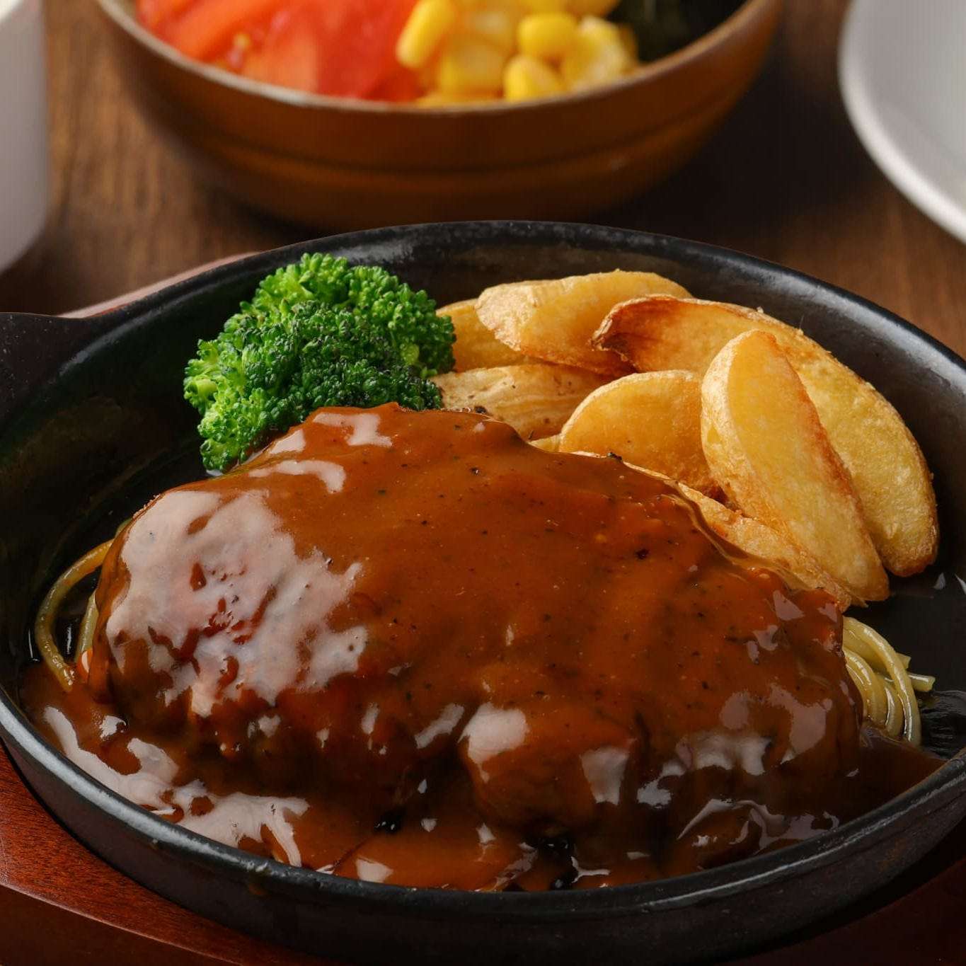 American hamburger steak with demi-glace sauce