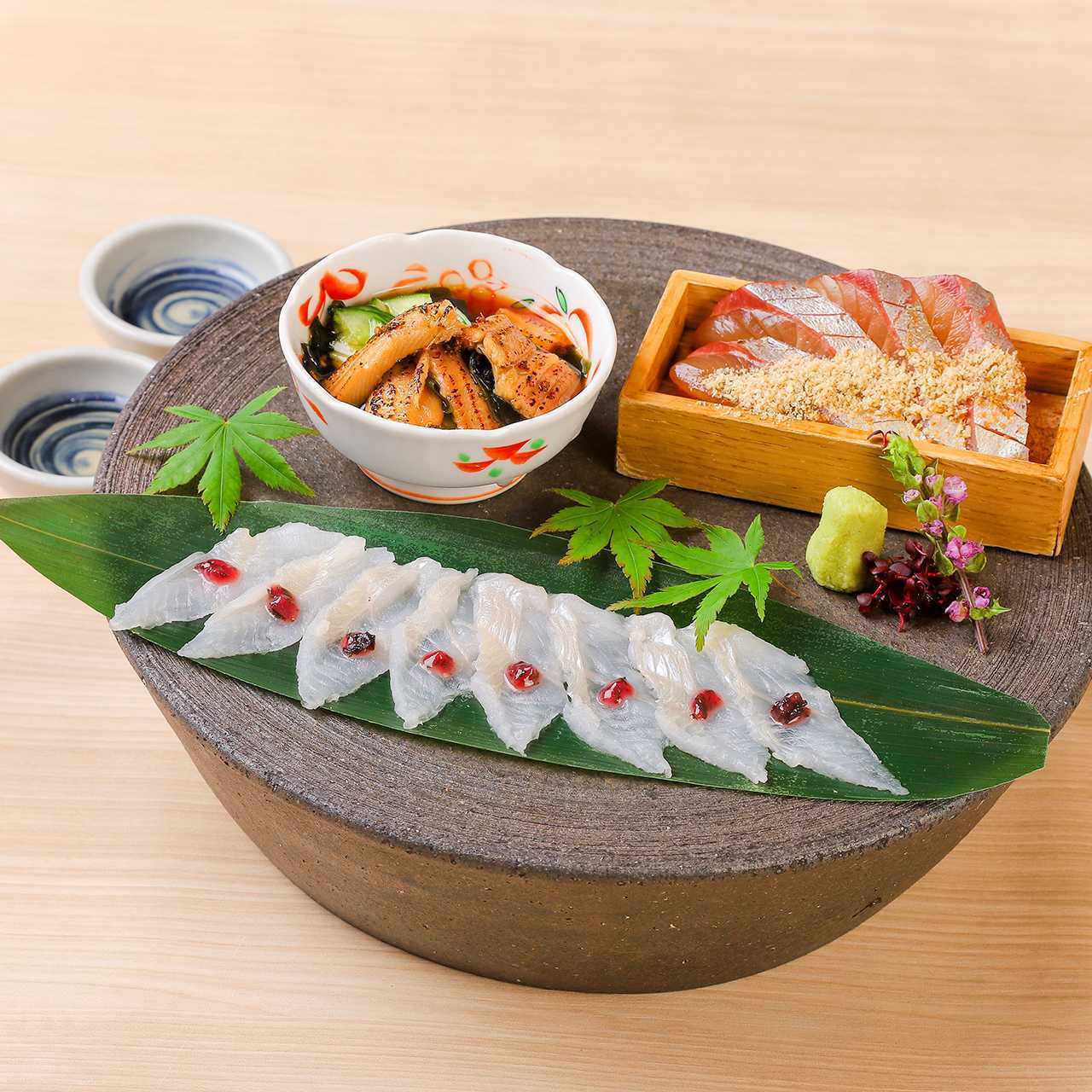 穴子と縞鯵の盛り合わせ