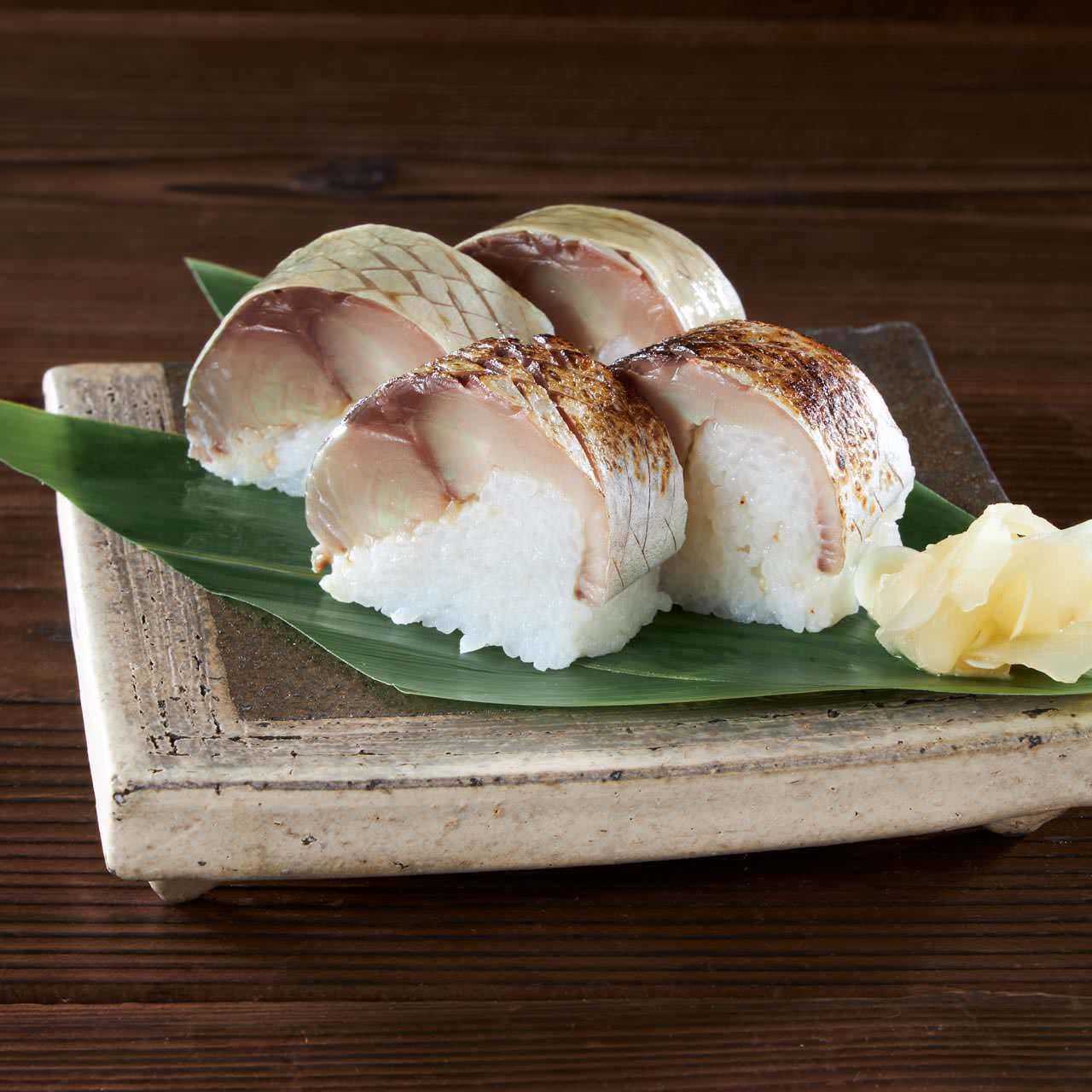 Assorted grilled mackerel and marinated mackerel sushi rolls