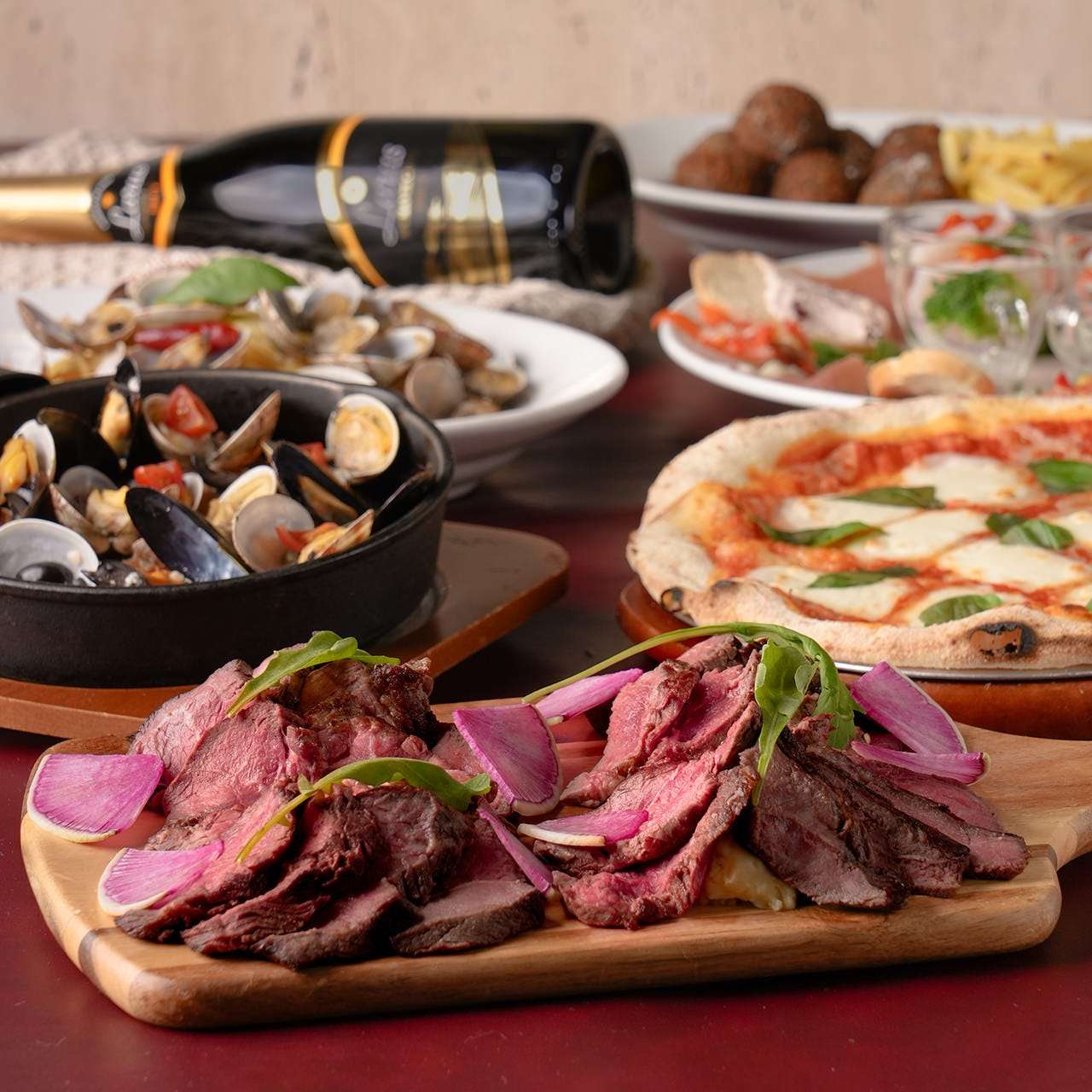 【黒毛和牛ランプ×US牛メガネ】～プレミアムイタリアンコース～【5,500円】