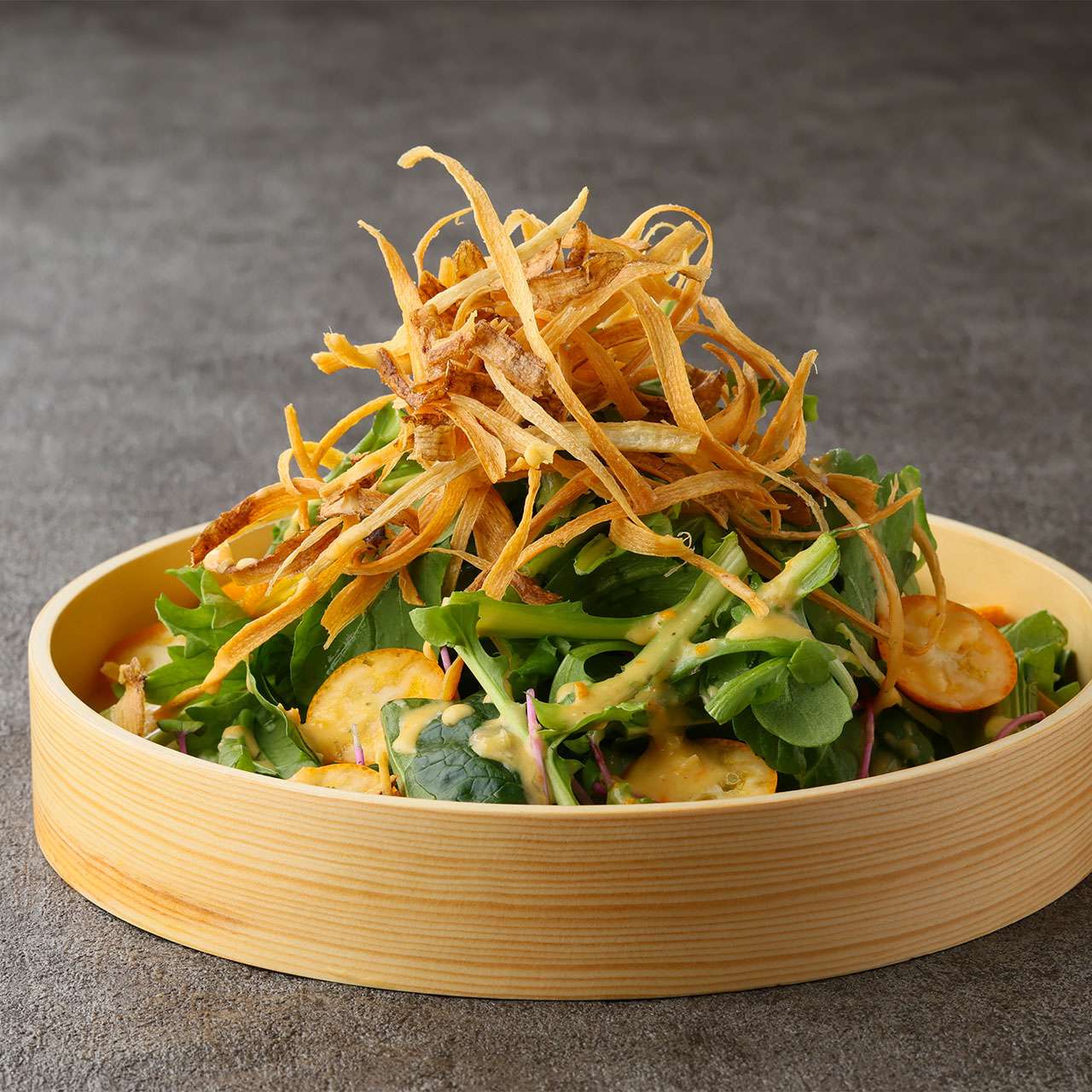 グリーンサラダ　すりおろし金柑ドレッシング