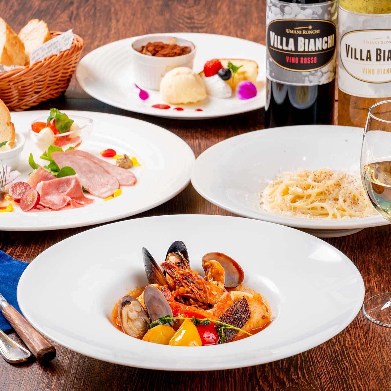 【お料理のみ】イタリア郷土料理やパスタマンチーニが愉しめるプリフィックスディナーコース