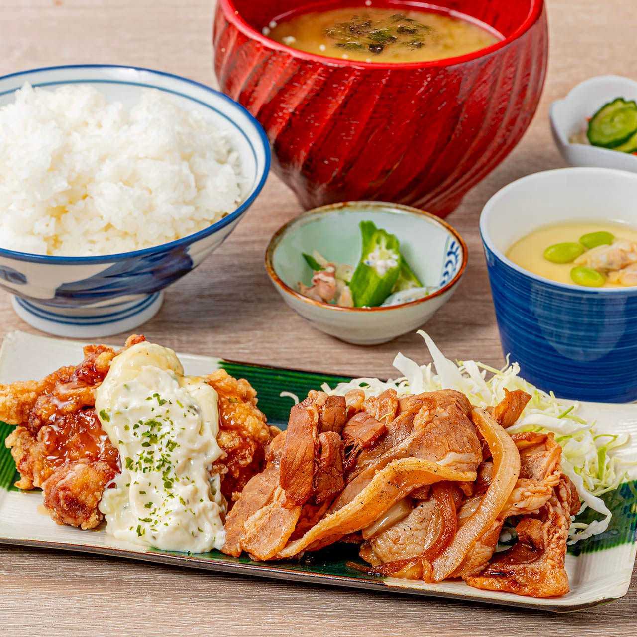 生姜焼��きとチキン南蛮