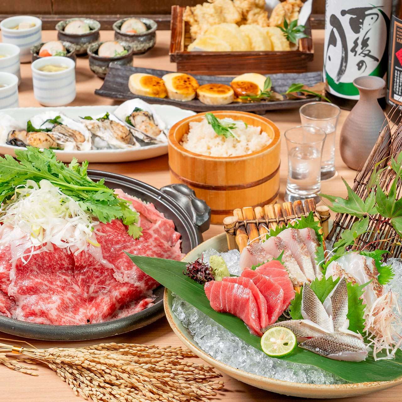 11/20~ 黒毛和牛のすき焼きと三崎本まぐろ入り刺身4点盛りを愉しむ『夢』コース2時間飲み放題付き5200円