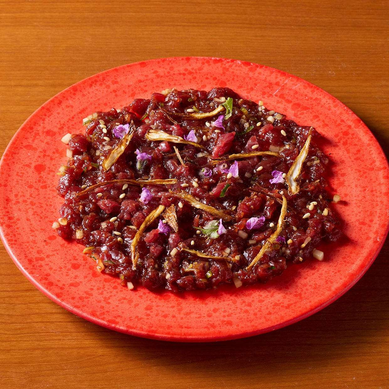 桜肉と山独活のなめろう