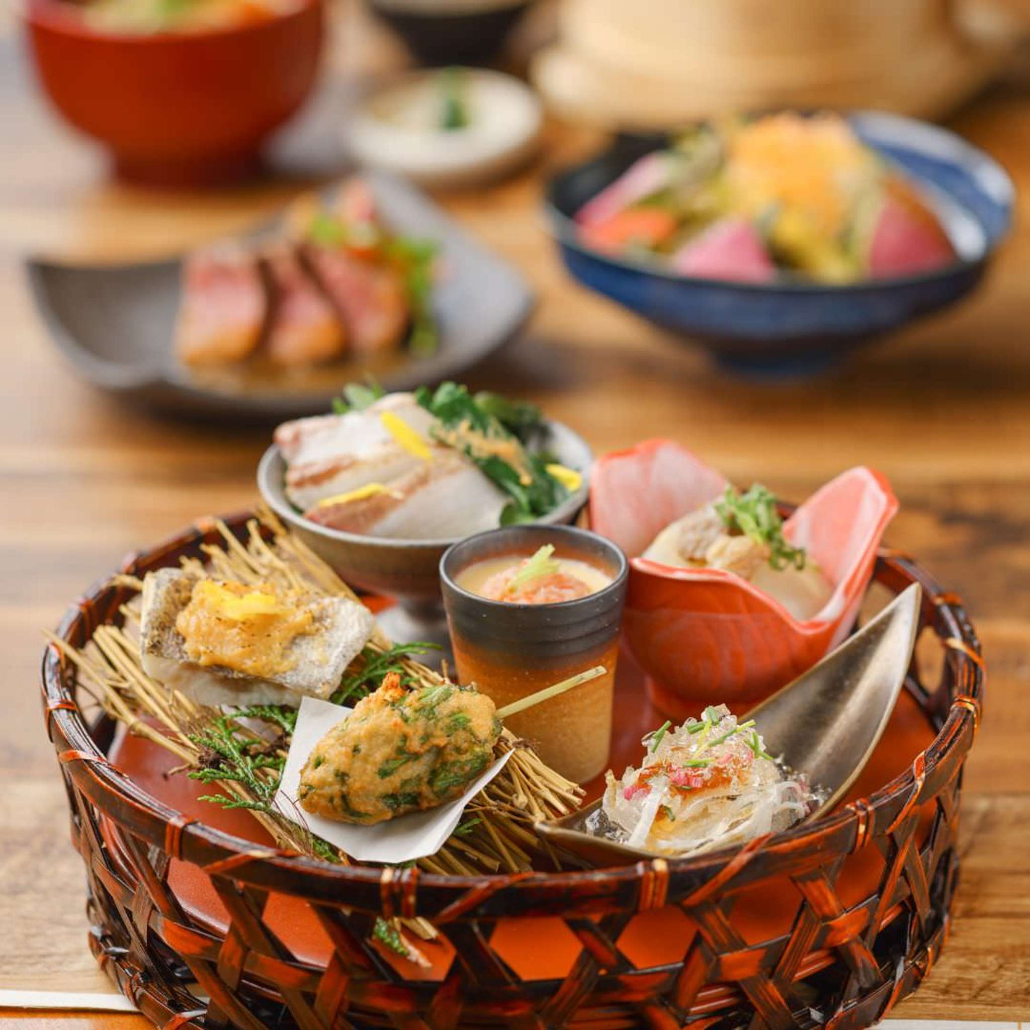 【Lunch】一汁八菜　季節の竹籠膳