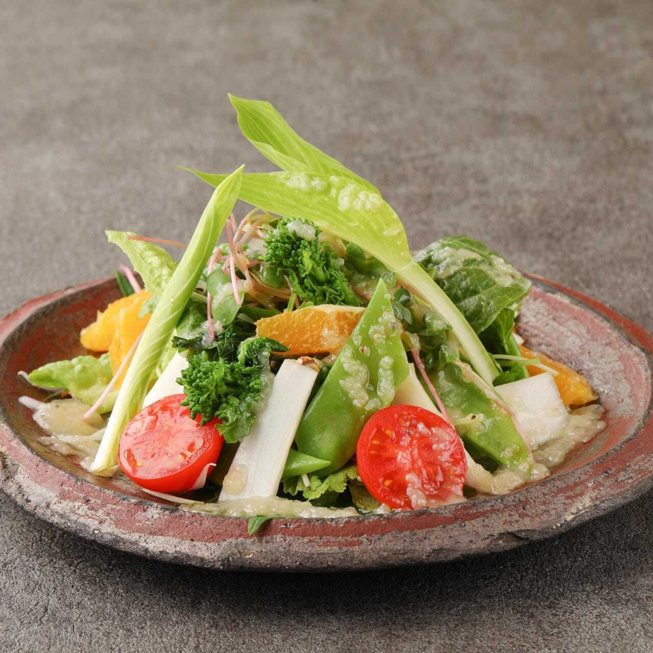12-Vegetable Salad with Grated Onion Dressing