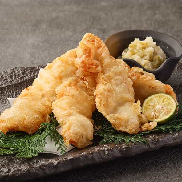 Chicken tempura with kabosu pepper