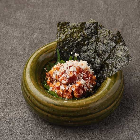 Octopus kimchi and cream cheese tossed in chanja sauce