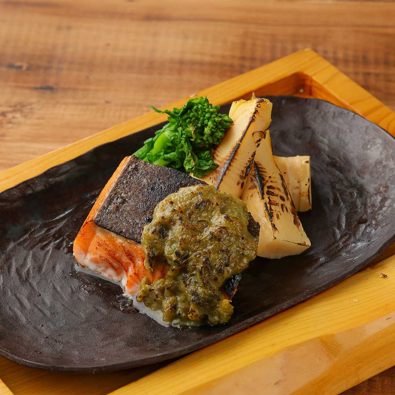 Grilled cherry salmon and bamboo shoots with butterbur miso (until June 1st)