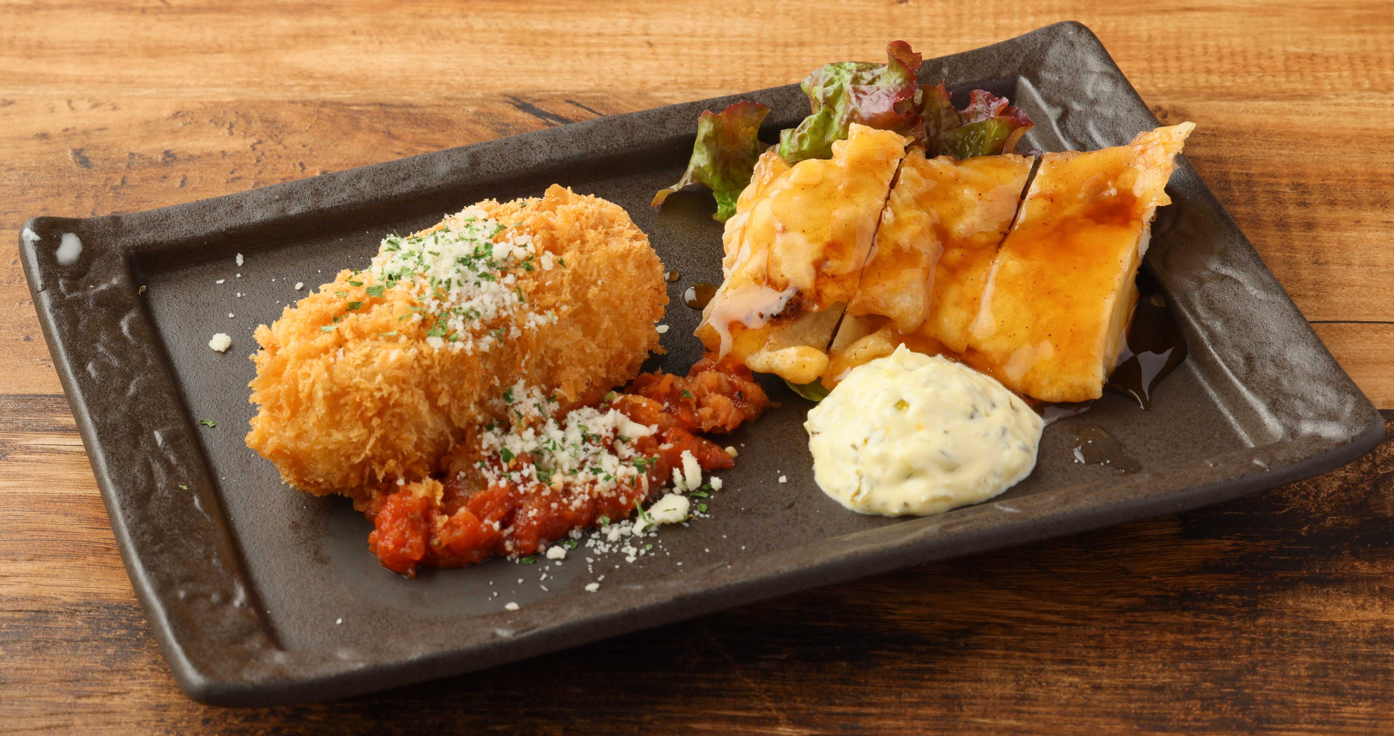 Chicken Nanban and Crab Cream Croquette