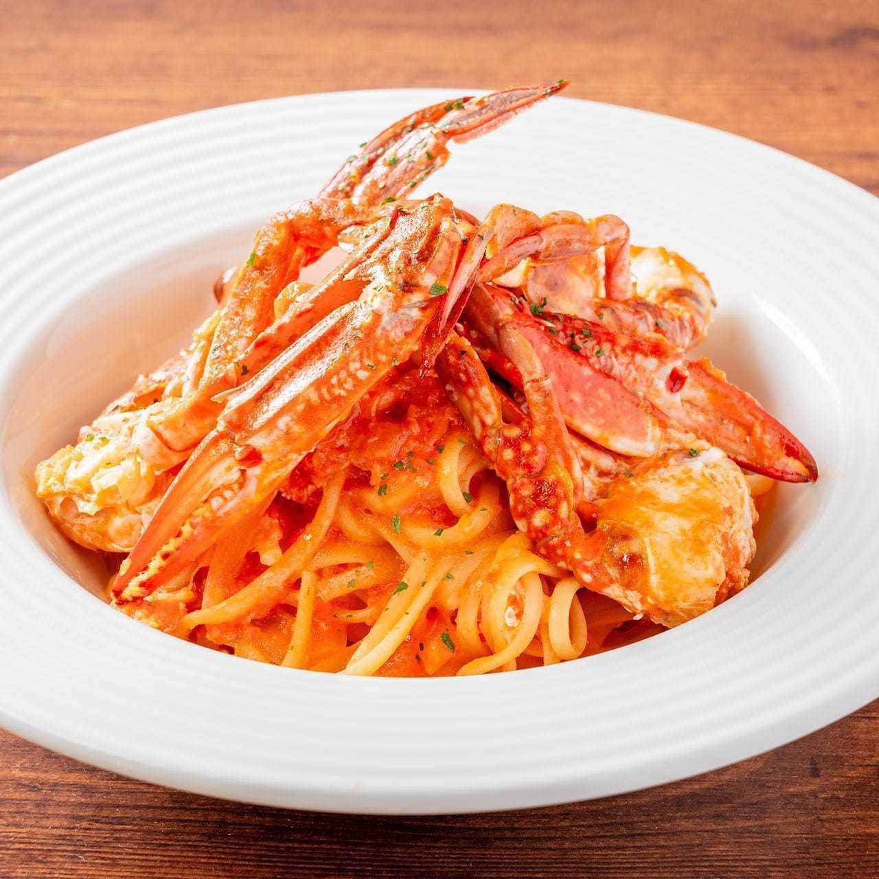 渡り蟹のスパゲッティ トマトクリームソース