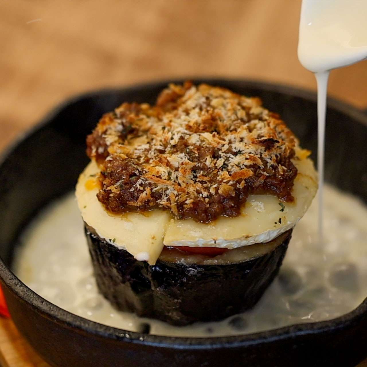 米茄子の肉味噌チーズ焼き