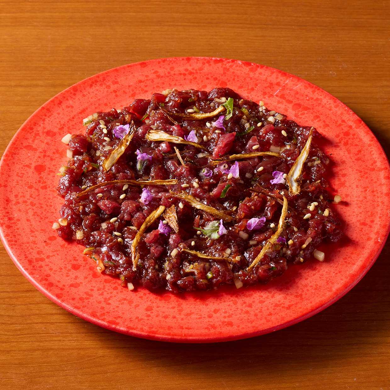 桜肉と山独活のなめろう