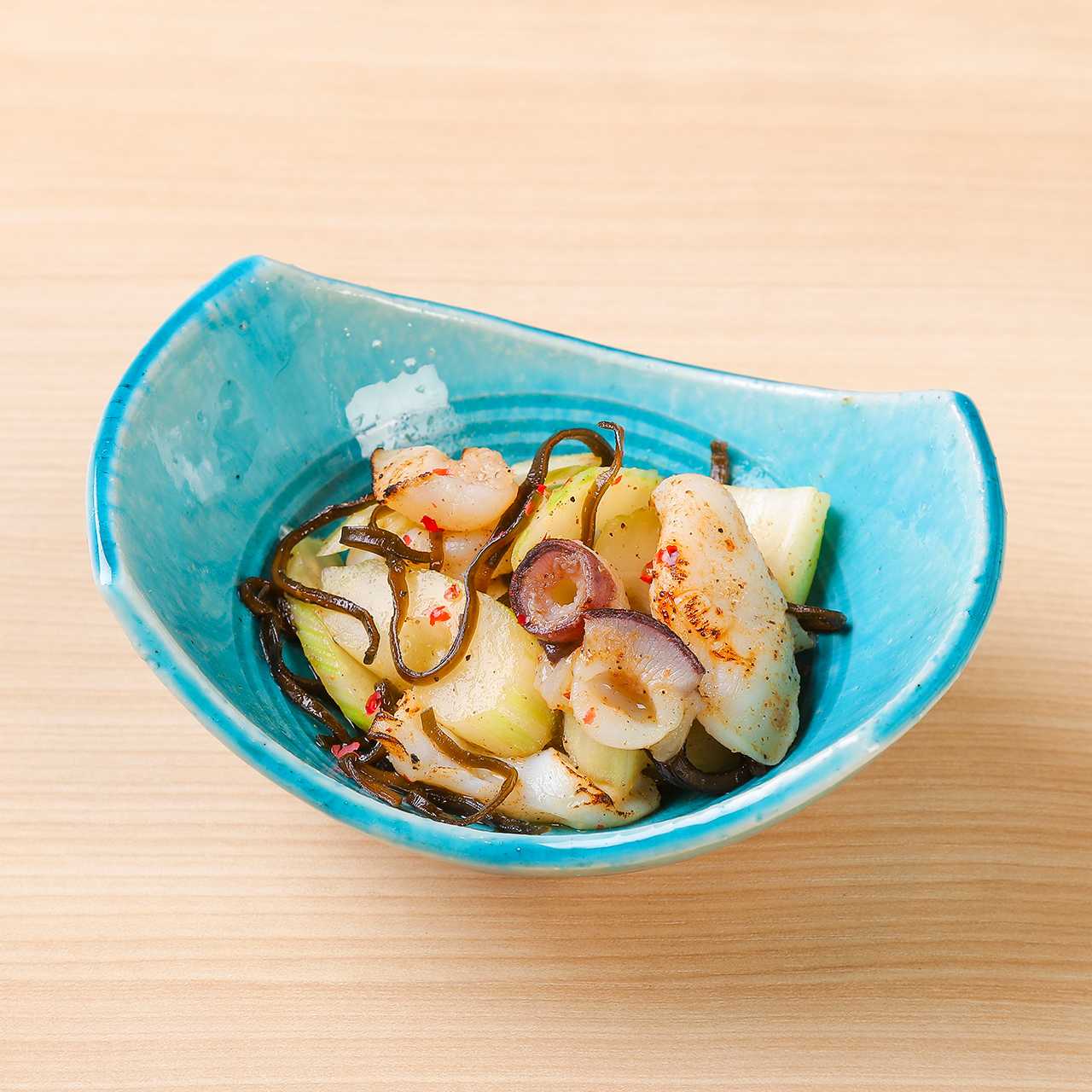 烤水章魚和芹菜配鹹海帶