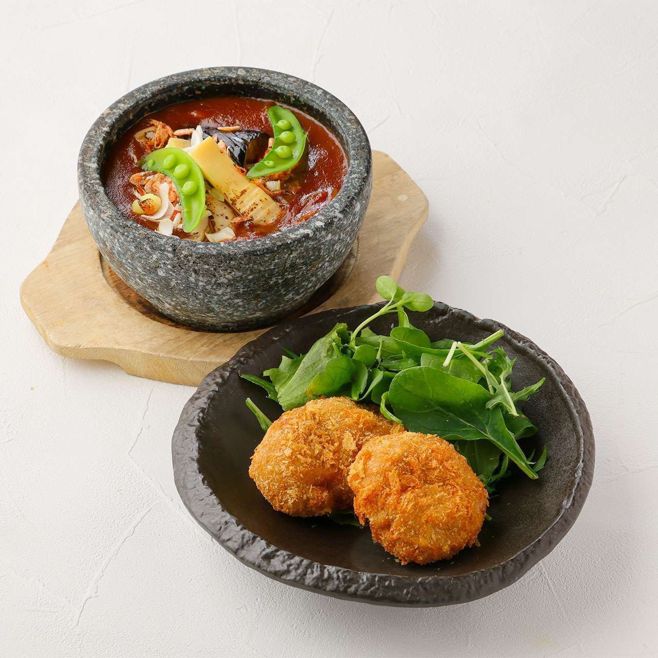 筍と海老の麻婆豆腐と豚ヒレカツ膳