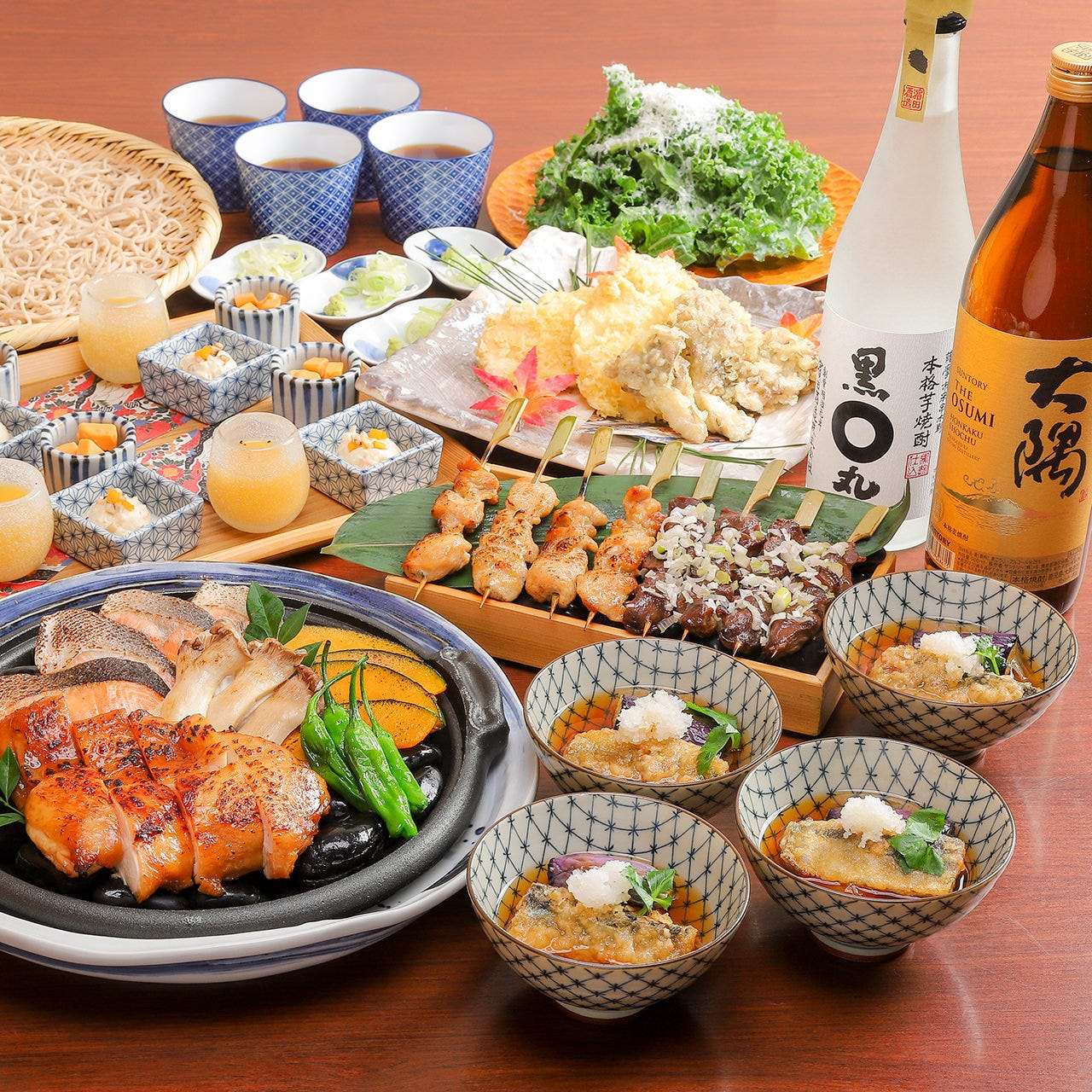 【定番コース】『鶏西京焼きと銀鮭の陶板焼き』と『季節のおばんざい』を3時間愉しむ宴
