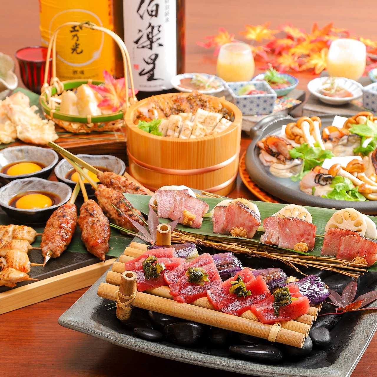 【豪華絢爛】「黒毛和牛と本マグロ炙り焼き・鶏と鱧のひつまぶし」などを2.5時間愉しむ宴
