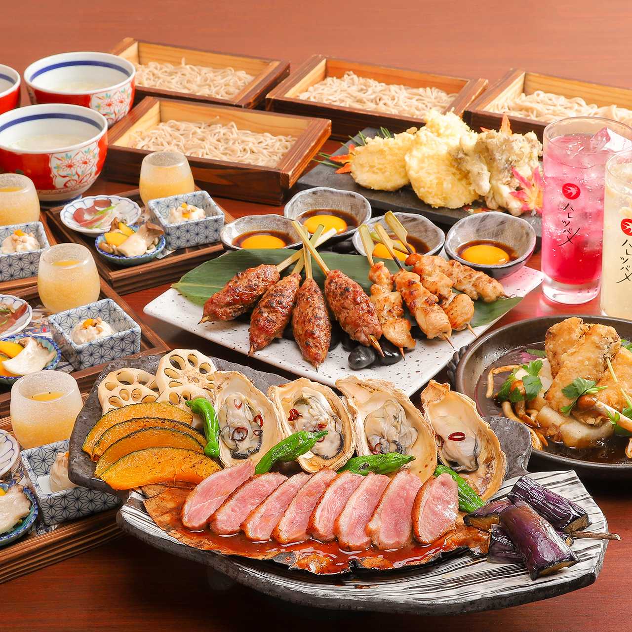 【厳選コース】「鴨ロースと牡蠣の朴葉焼き・季節のおばんざい」などを2時間愉しむ宴