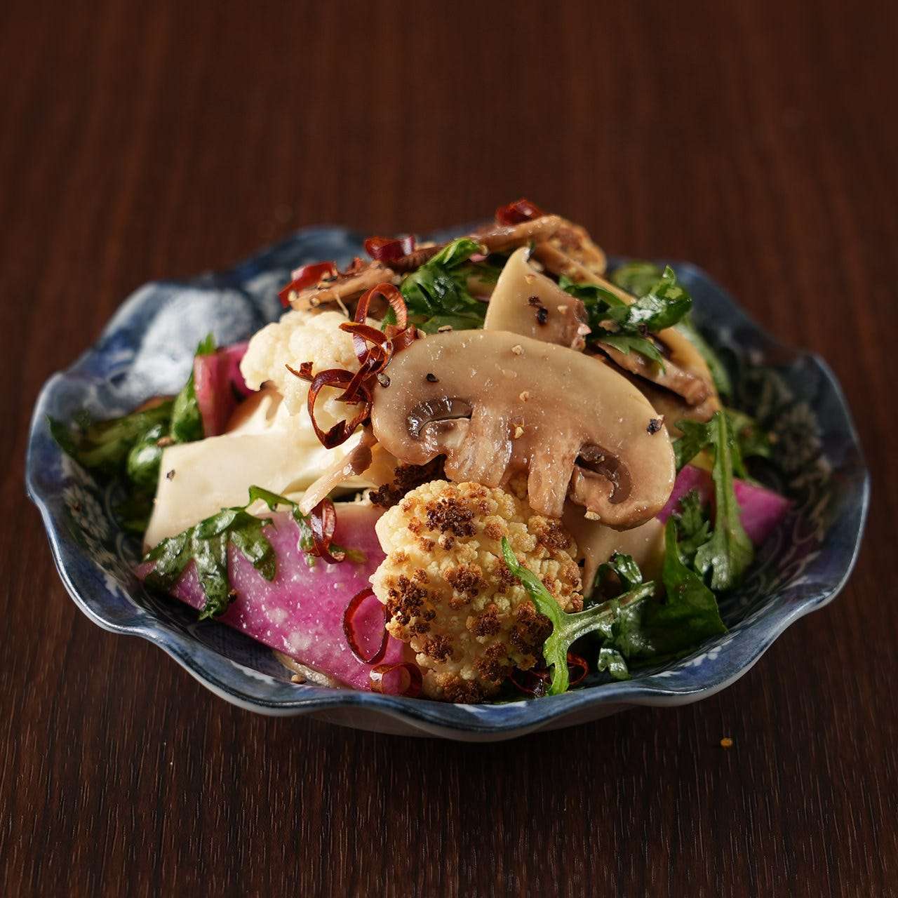 焼きカリフラワーとマッシュルームのナムル