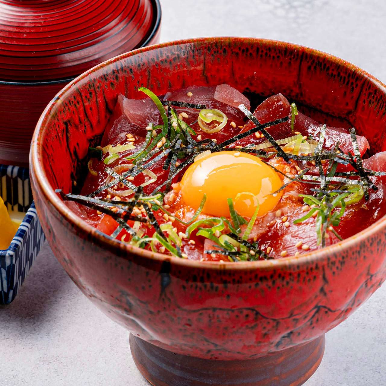 Sweet and spicy tuna yukke rice bowl
