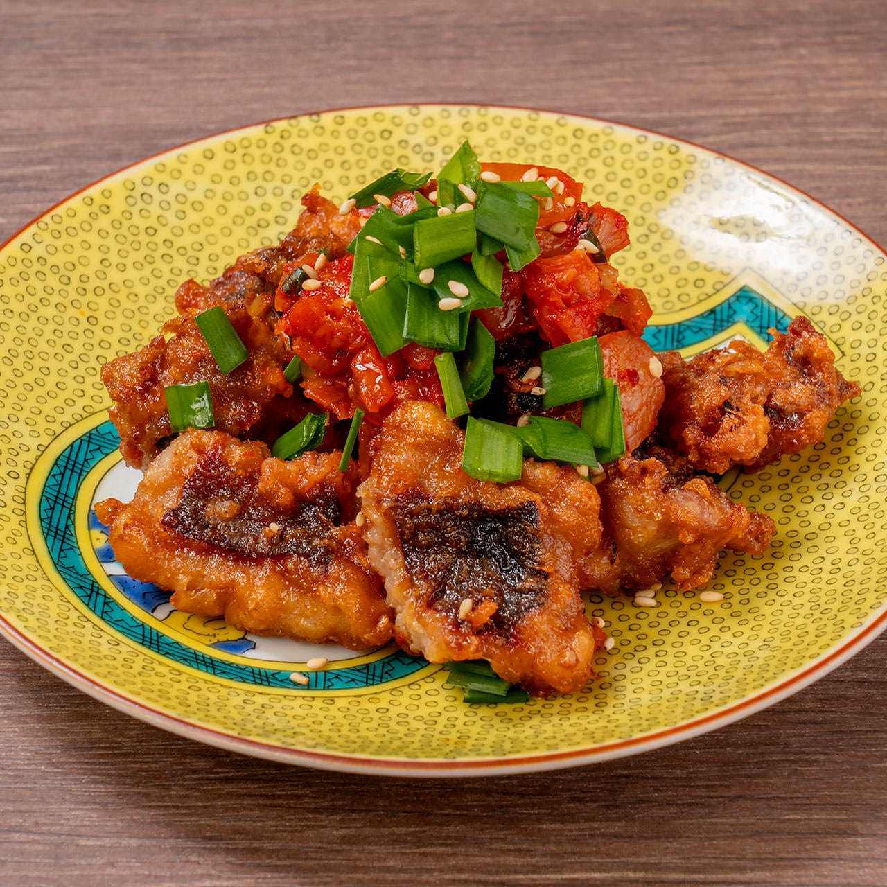 Deep fried octopus with kimchi