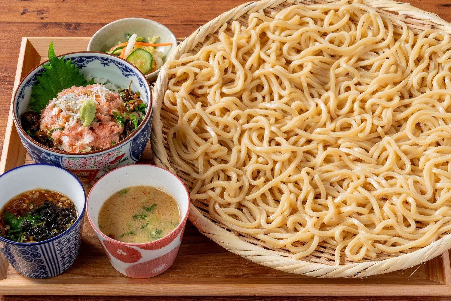 Tray Zaru Tsukemen and Negitoro Rice Bowl Set
