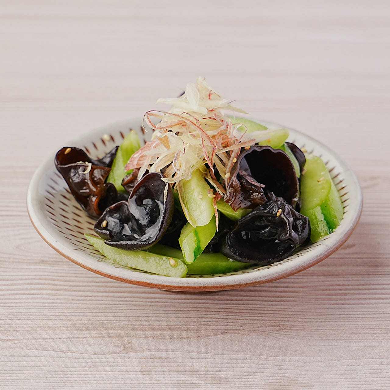 Salted Kaga cucumber and wood ear mushroom namul