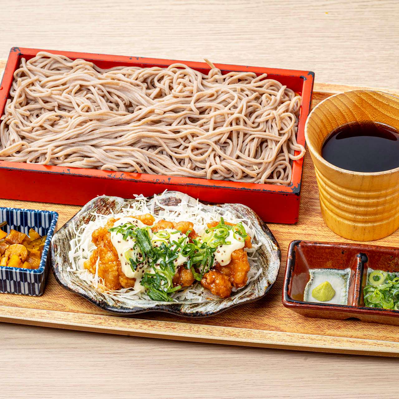 Soba set meal (chicken nanban) with your choice of side dish