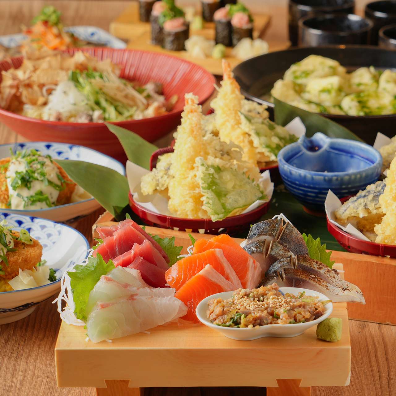 【ビール・日本酒なし】3時間飲み放題付き　刺身と天ぷらが食べれるぞコース 【平日限定】