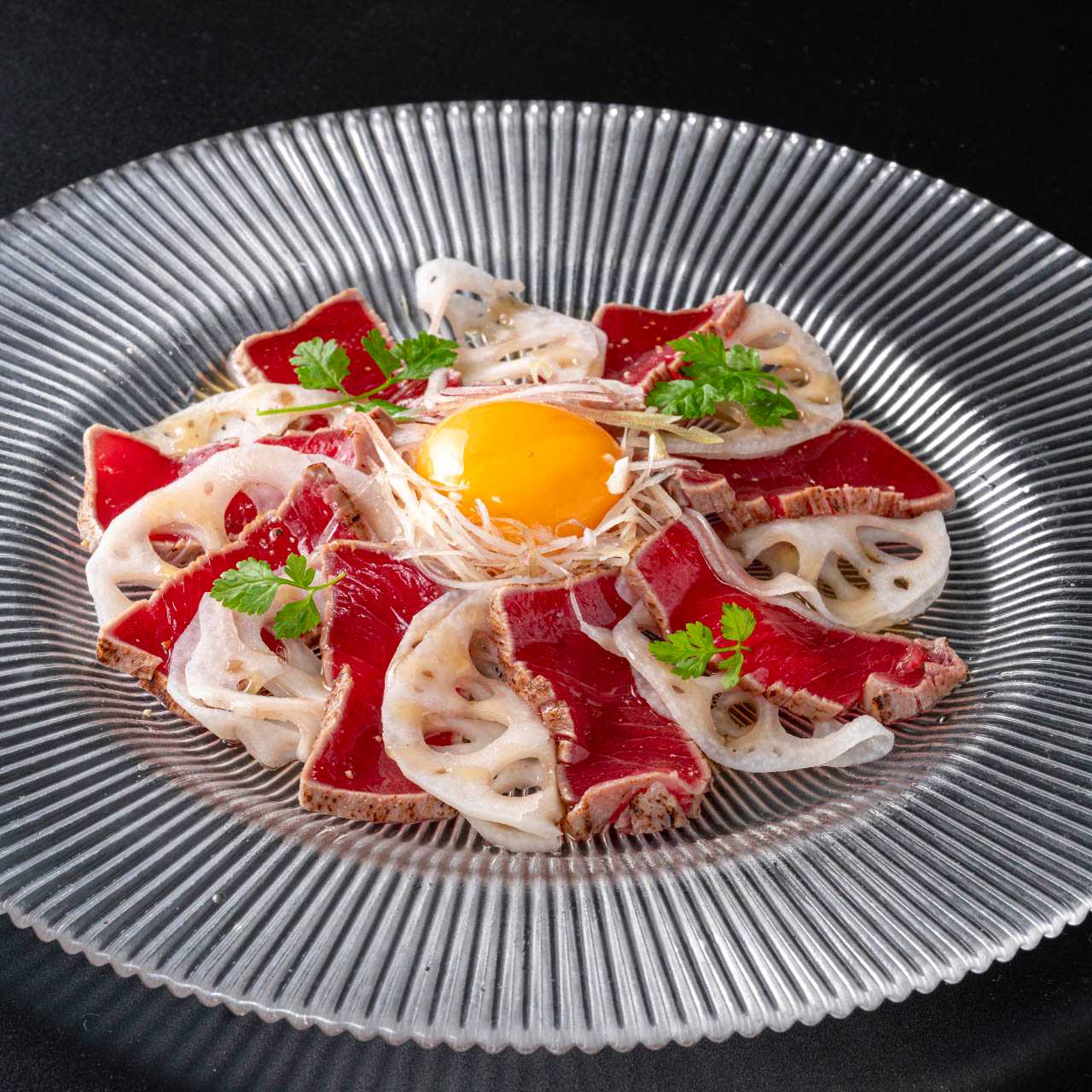 炙り本鮪と加賀れんこんのカルパッチョ