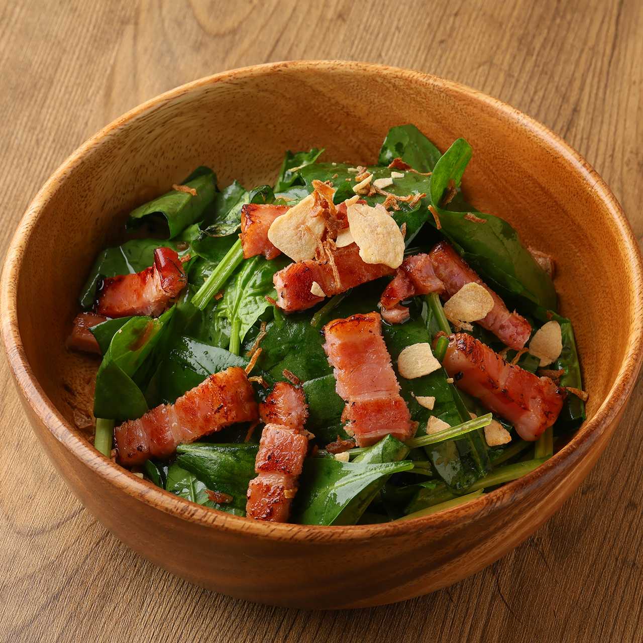 焼きた  てベーコンのポパイサラダ