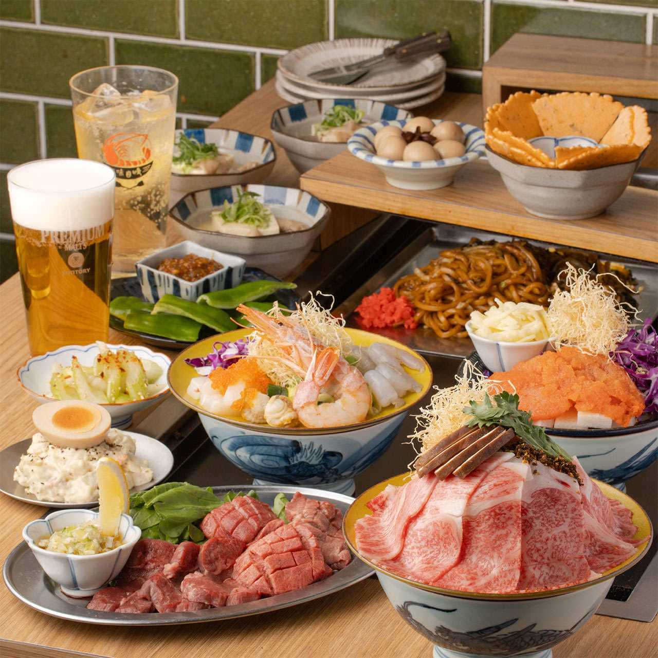 鉄板焼き』と『黒毛和牛すき焼きもんじゃ』を愉しむペアコース ワン