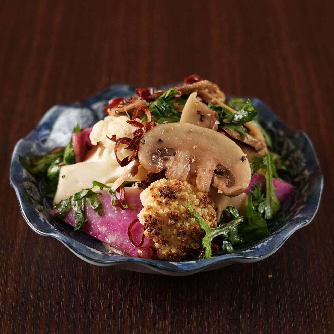 焼きカリフラワーとマッシュルームのナムル