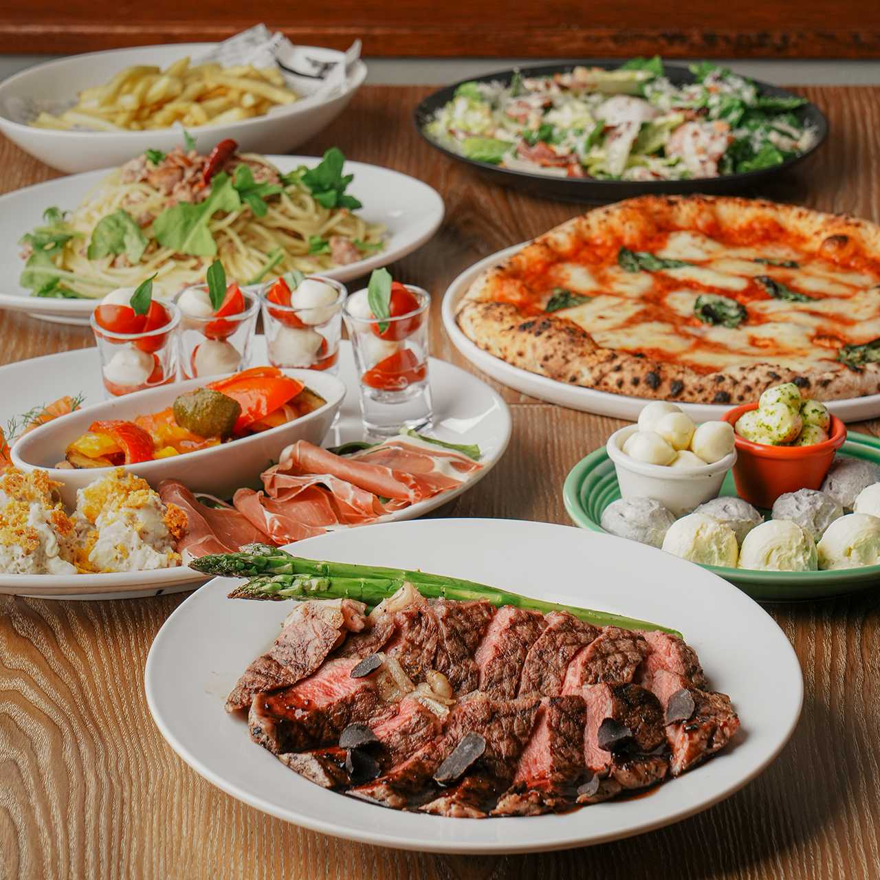  『プレミアムイタリアンコース』黒毛和牛のビステッカ・選べるPizza＆Pasta・前菜5種を堪能