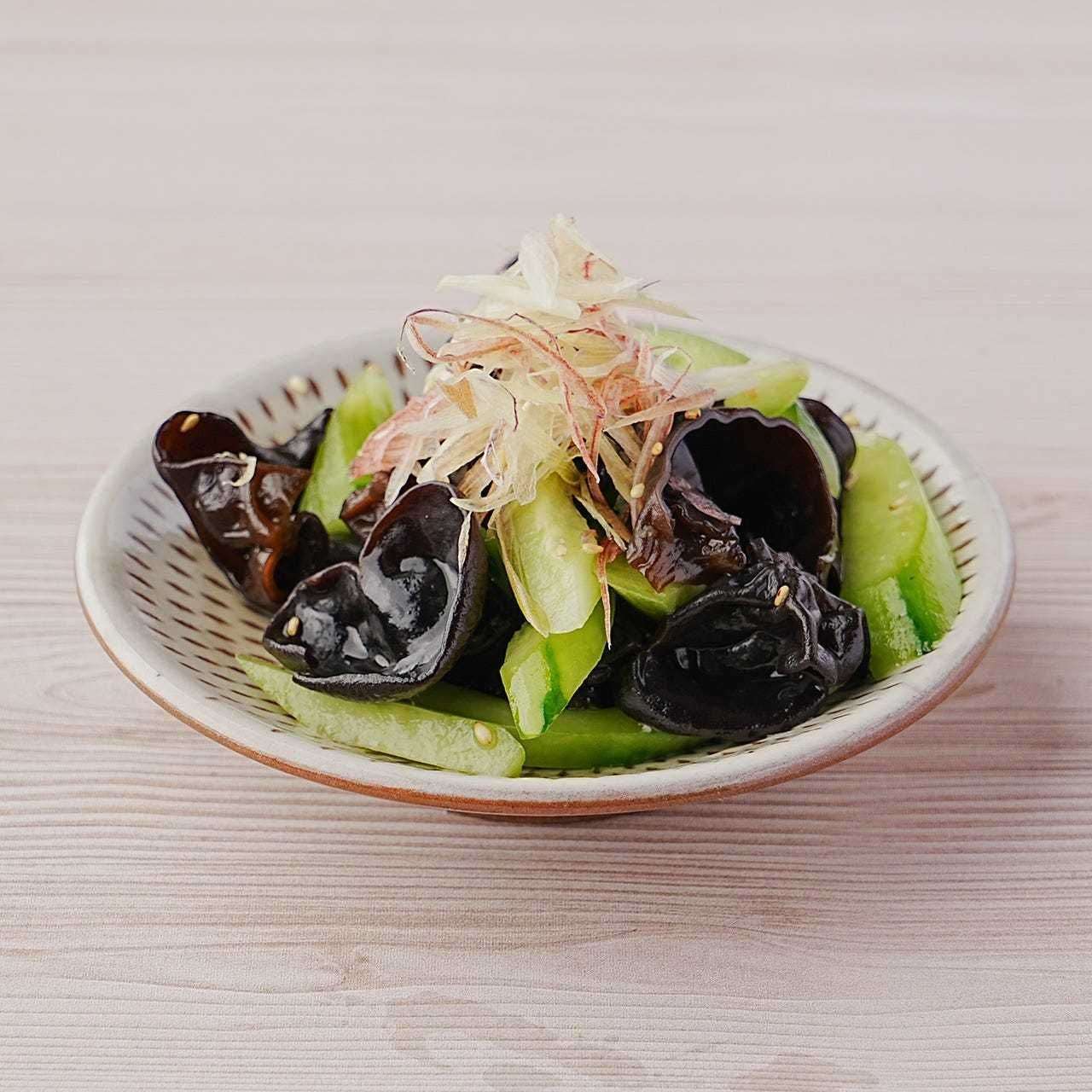 Salted Kaga cucumber and wood ear mushroom namul