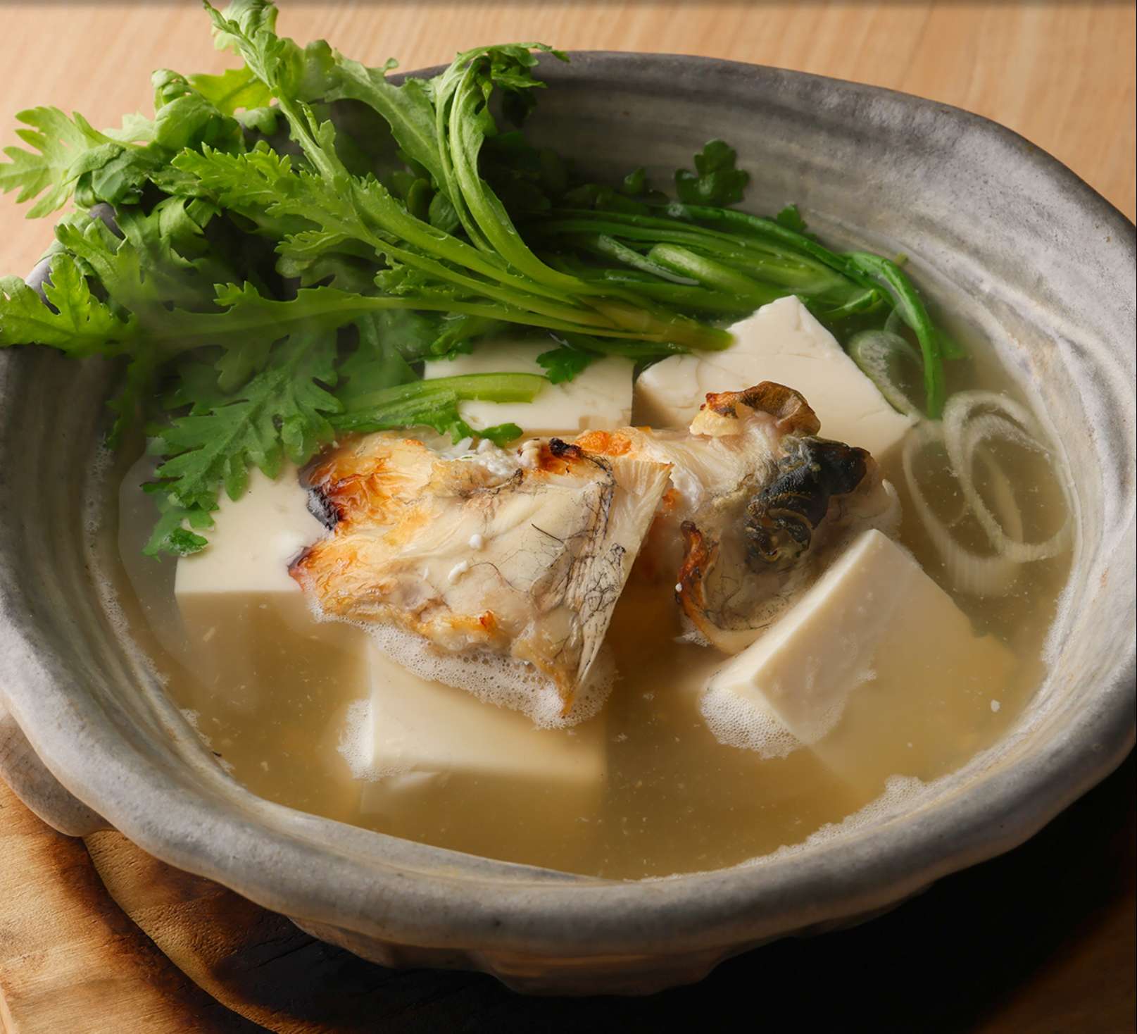 Kyoto tofu and chrysanthemum fugu broth tofu