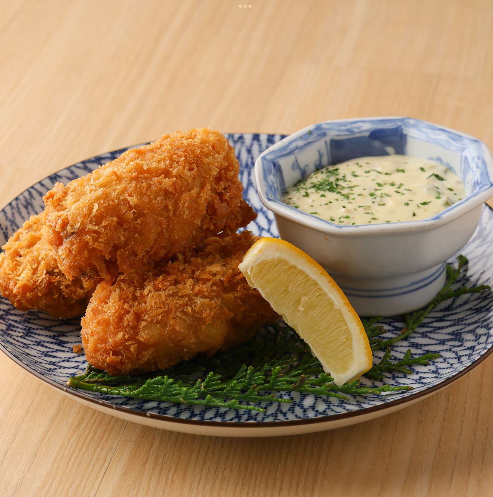 Fried oysters with wasabi tartar sauce