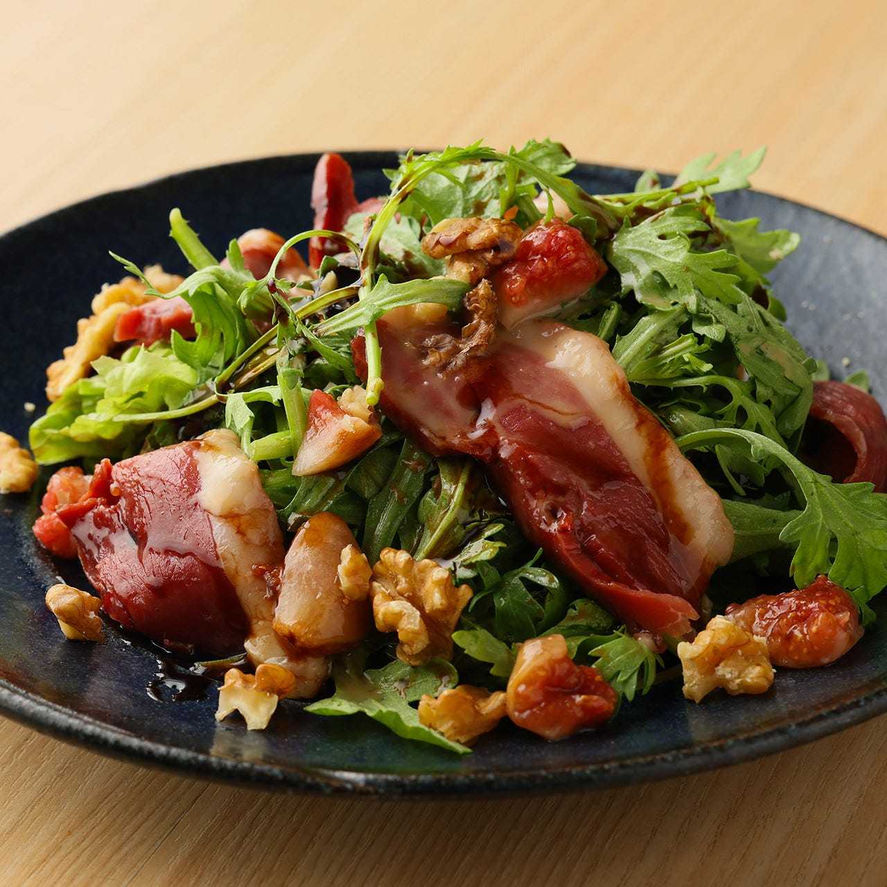 Duck ham and chrysanthemum salad