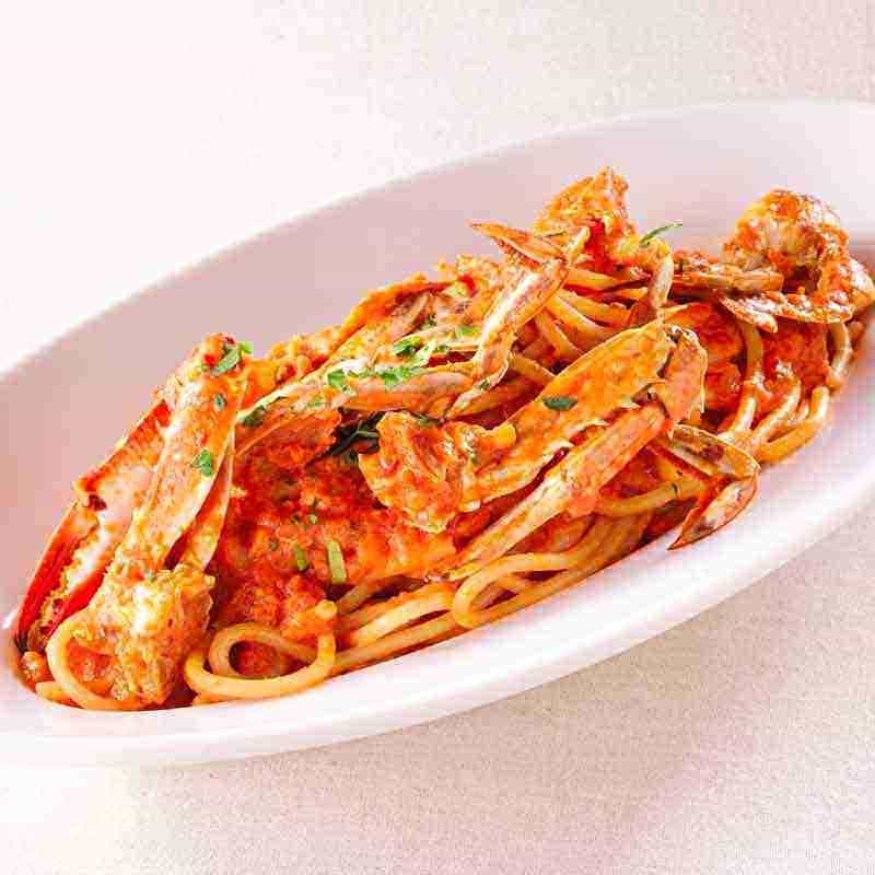 Crab pasta in tomato cream sauce