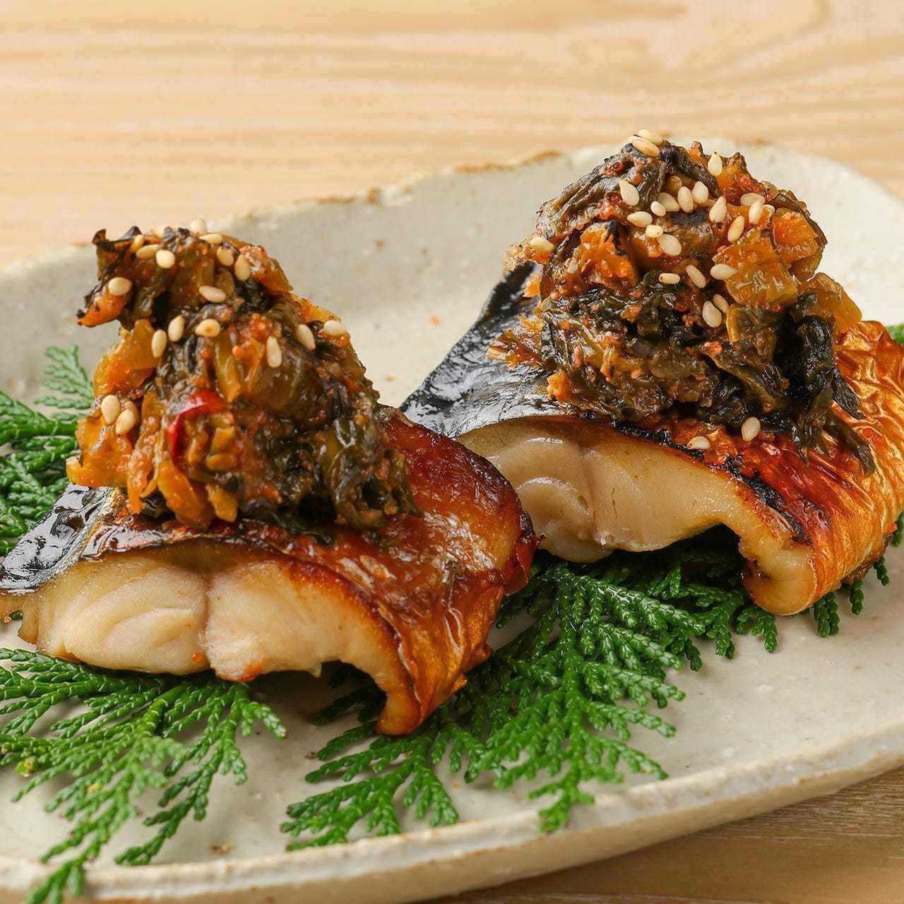 鯖の高菜明太焼き