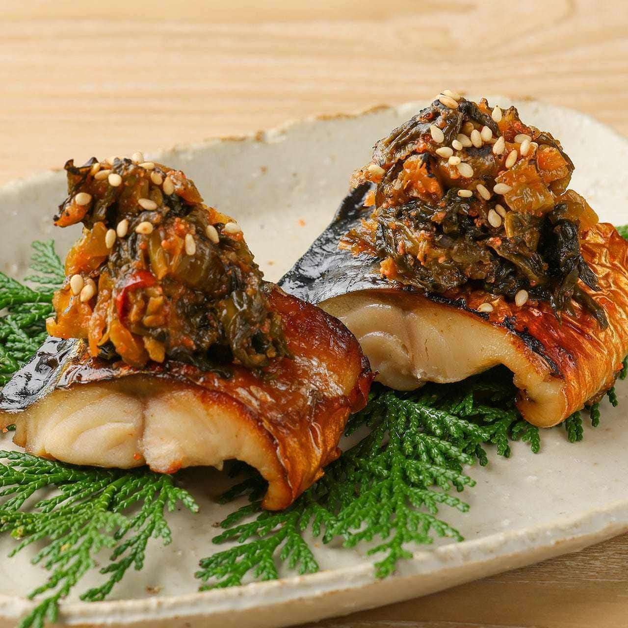 鯖の高菜明太焼き