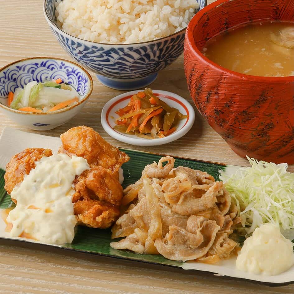 チキン南蛮・生姜焼き御膳（鯛めし食べ放題つき）